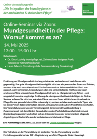 Flyer Online-Seminar: Mundgesundheit in der Pflege: Worauf kommt es an?