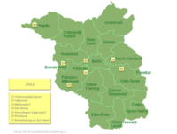 Karte mit eingezeichneten Ausstellungsorten der GESA-Wanderausstellung in 2022